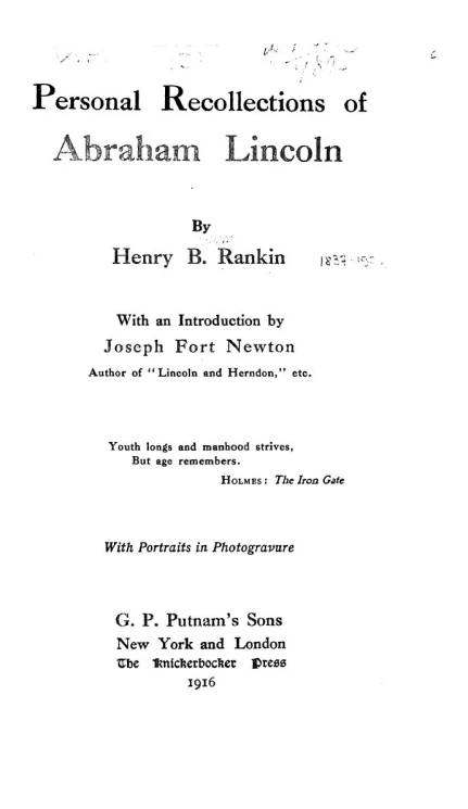 Personal recollections of Abraham Lincoln