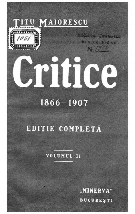 Critice. Vol. 2. 1866-1907. Editia a 2-a