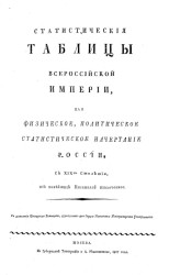 Статистические таблицы Всероссийской империи, или физическое, политическое статистическое начертание России, с XIX-ть столетия