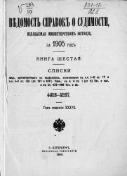Ведомость справок о судимости, издаваемая министерством юстиции за 1905 год. Книга 6