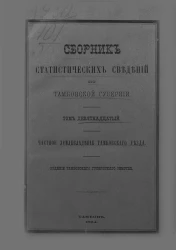 Сборник статистических сведений по Тамбовской губернии. Том 19. Частное землевладение тамбовского уезда
