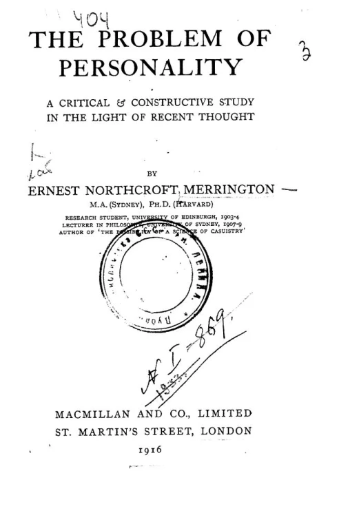 The problem of personality. A critical & constructive study in the light of recent thought