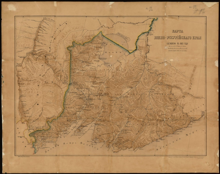 Карта Южно-Уссурийского края. Составлено в 1883 году