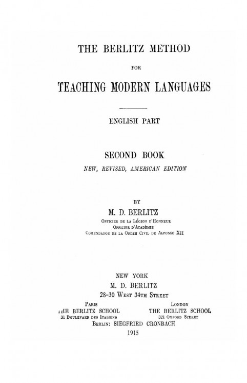 The Berlitz method for teaching modern languages. English part. Book 2