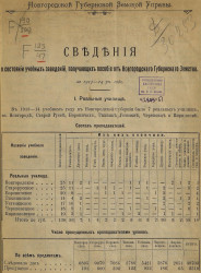 Сведения о состоянии учебных заведений, получающих пособие от Новгородского Губернского Земства, за 1913-14 учебный год