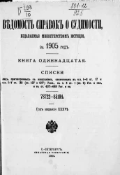 Ведомость справок о судимости, издаваемая министерством юстиции за 1905 год. Книга 11