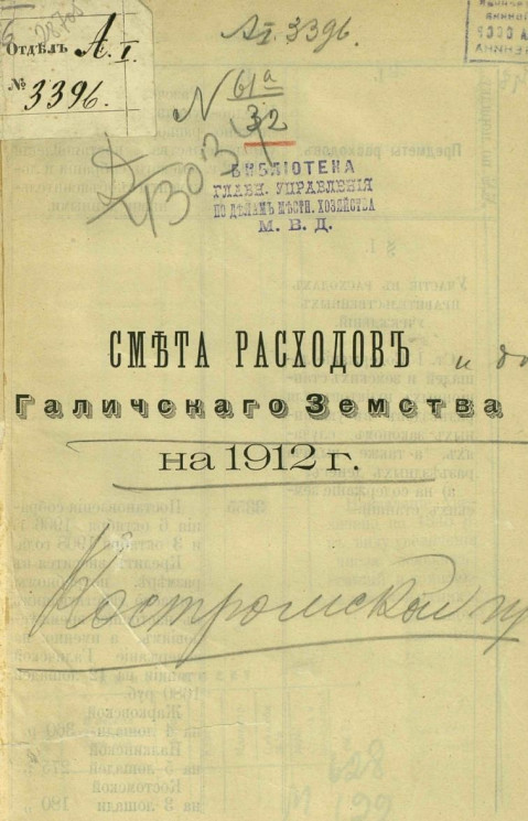 Смета расходов Галичского земства на 1912 год