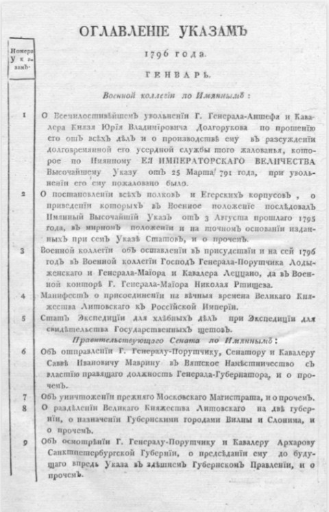 Указы, манифесты и другие правительственные постановления, объявленные из Государственной Военной коллегии