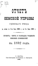 Отчет Земской управы Гдовского уезда за время с 1-го июля 1890 года по 1-е июля 1891 года, проект, - смета и раскладка уездных земских повинностей на 1892 год 