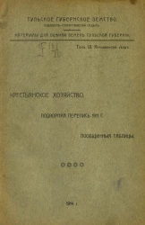Тульское губернское земство. Оценочно-статистический отдел. Материалы для оценки земель Тульской губернии. Том 6. Крапивенский уезд. Крестьянское хозяйство. Подворная перепись 1911 года. Пообщинные таблицы