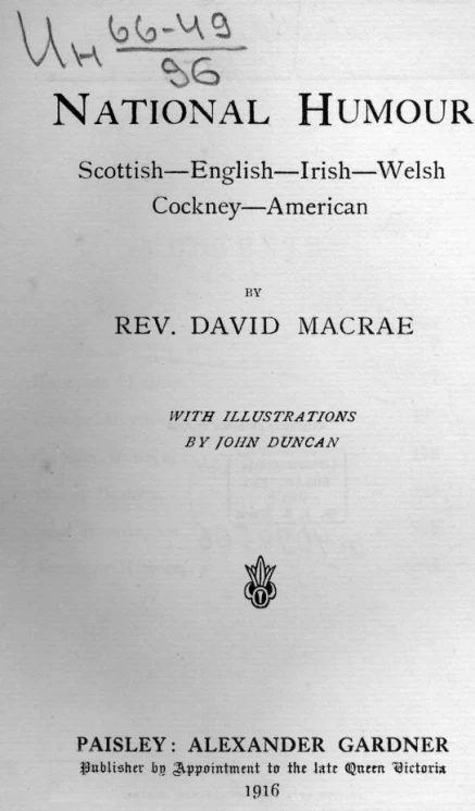 National humour: Scottish - English - Irish - Welsh - Cockney - American