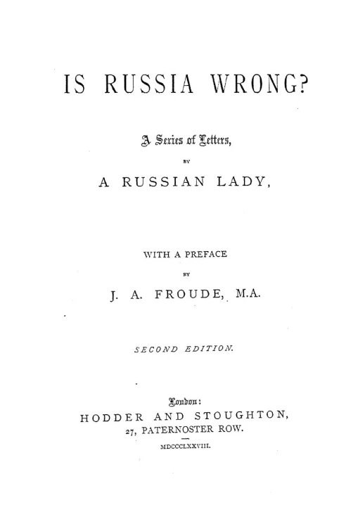 Is Russia wrong? A series of letters by a russian lady. 2 edition