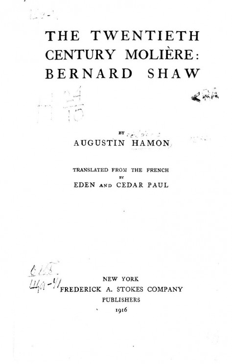 The twentieth century Moliere: Bernard Shaw