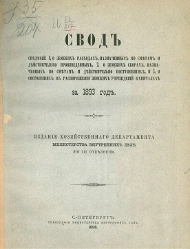 Свод сведений о земских расходах, назначенных по сметам и действительно произведенных, о земских сборах, назначенных по сметам и действительно поступивших, и о состоявших в распоряжении земских учреждений капиталах за 1893 год