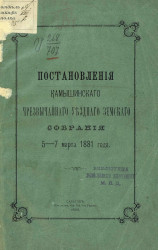 Постановления Камышинского чрезвычайного уездного земского собрания 5-7 марта 1881 года