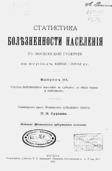 Статистика болезненности населения в Московской губернии за период 1883-1902 годов. Выпуск 3. Статика болезненности населения в губернии, ее общие нормы и особенности