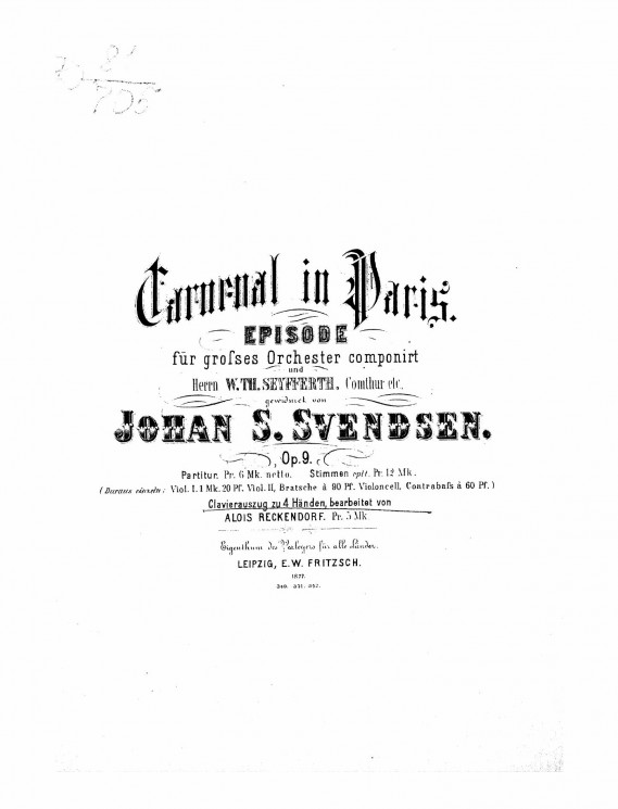 Carneval in Paris. Episode für grosses Orchester. Op. 9