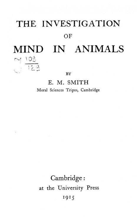 The investigation of mind in animals