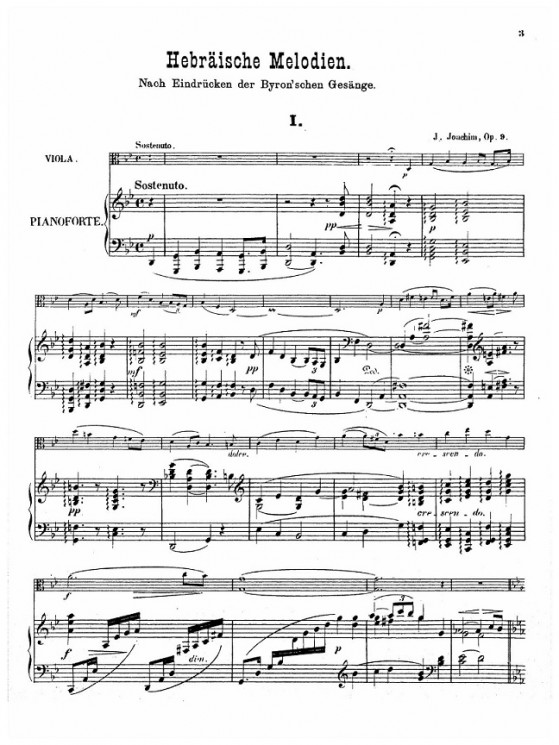 Hebräische Melodien. Nach Eindrucken der Byronschen Gesänge für Viola u. Pianoforte. Op. 9