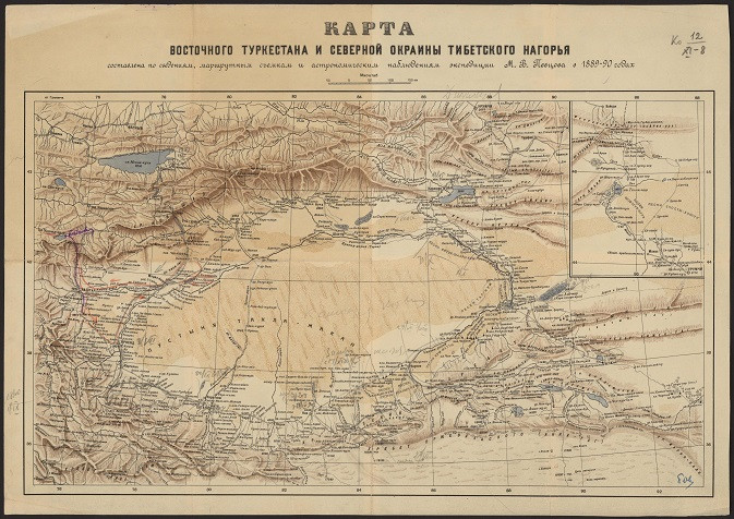 Карта восточного Туркестана и северной окраины Тибетского нагорья 