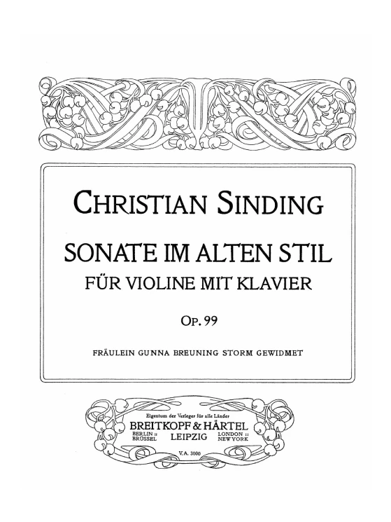 Sonate im alten Stil für Violine mit Klavier. Op. 99