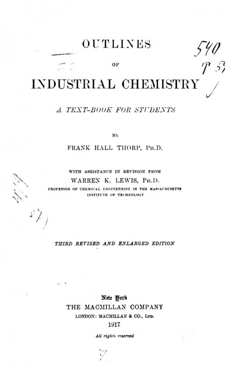 Outlines of industrial chemistry. A text-book for students. 3 edition
