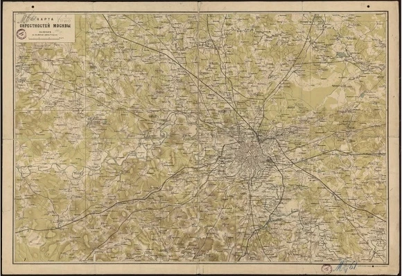 Карта окрестностей Москвы. Общегеографическая карта