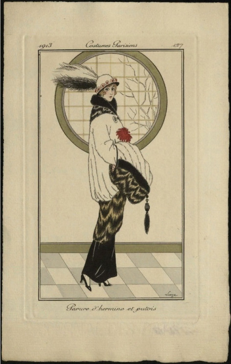 Costumes Parisiens, 1913, 127. Parure d'hermine et putois